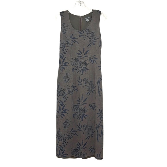Banana Republic Silk Olive Green Floral Phoebe Buffay Friends Midi Dress Size 0 - Picture 1 of 12